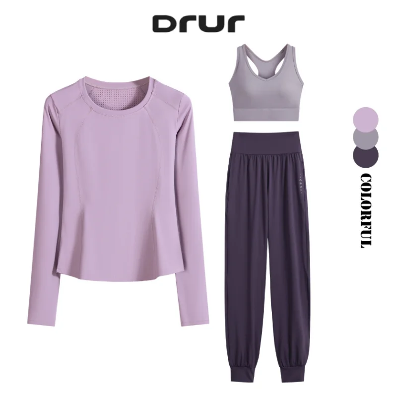 

DRUR 3 Piece Gym Sets for Women–Loose Fit Workout Sets with Workout Jacket, Sports Bra & Sweatpants Women’s Causal Tracksuit