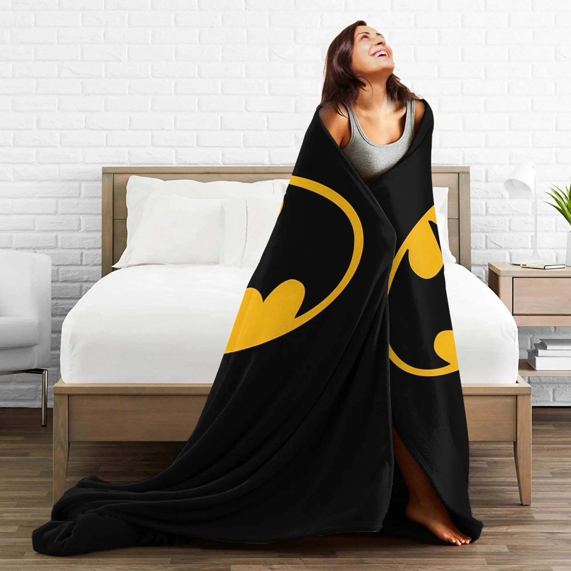 Batmans Logo Anime  Coral Fleece Plush Throw Blanket Blankets for Sofa Travel Lightweight Thin Bedroom Quilt, view 6
