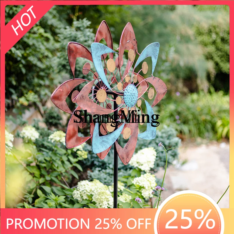 

SM Decoration Ornament Iron Windmill Ground Insertion Garden Landscape Villa Yard Homestay Gardening Landscaping