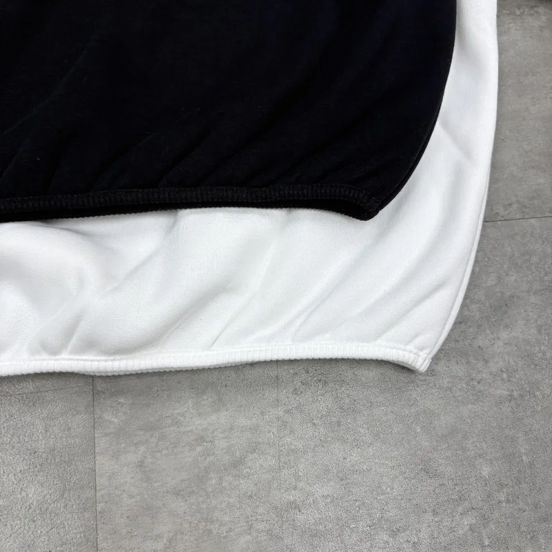 أسود أبيض Boxy Yzy Kanye West القطبية الصوف بلوزات الرجال النساء الشتاء فضفاضة الجولة الرقبة بلوزات المتضخم البلوفرات