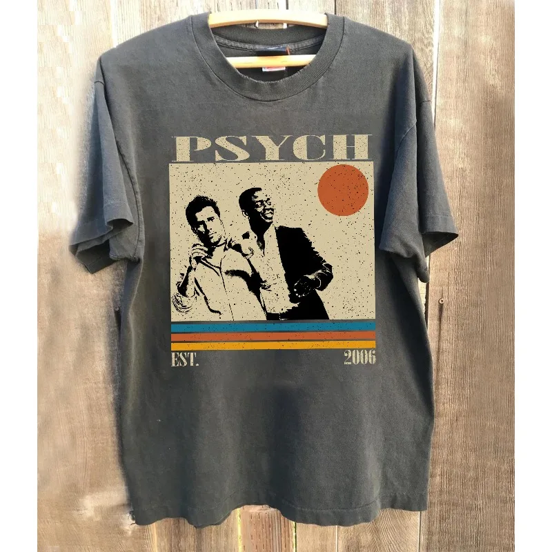 Psych Tv Series T-Shirt, Retro Film Shirt Summer unisex Loose and Breathable cotton T-shirt Top