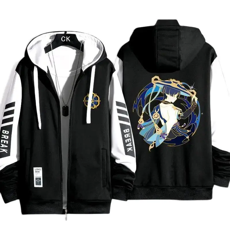 

Anime Wanderer Zip Up Hoodie Women Men Graphic Sweatshirt Scaramouche Genshin Impact Cosplay Zipper Hooded Jacket Oversized