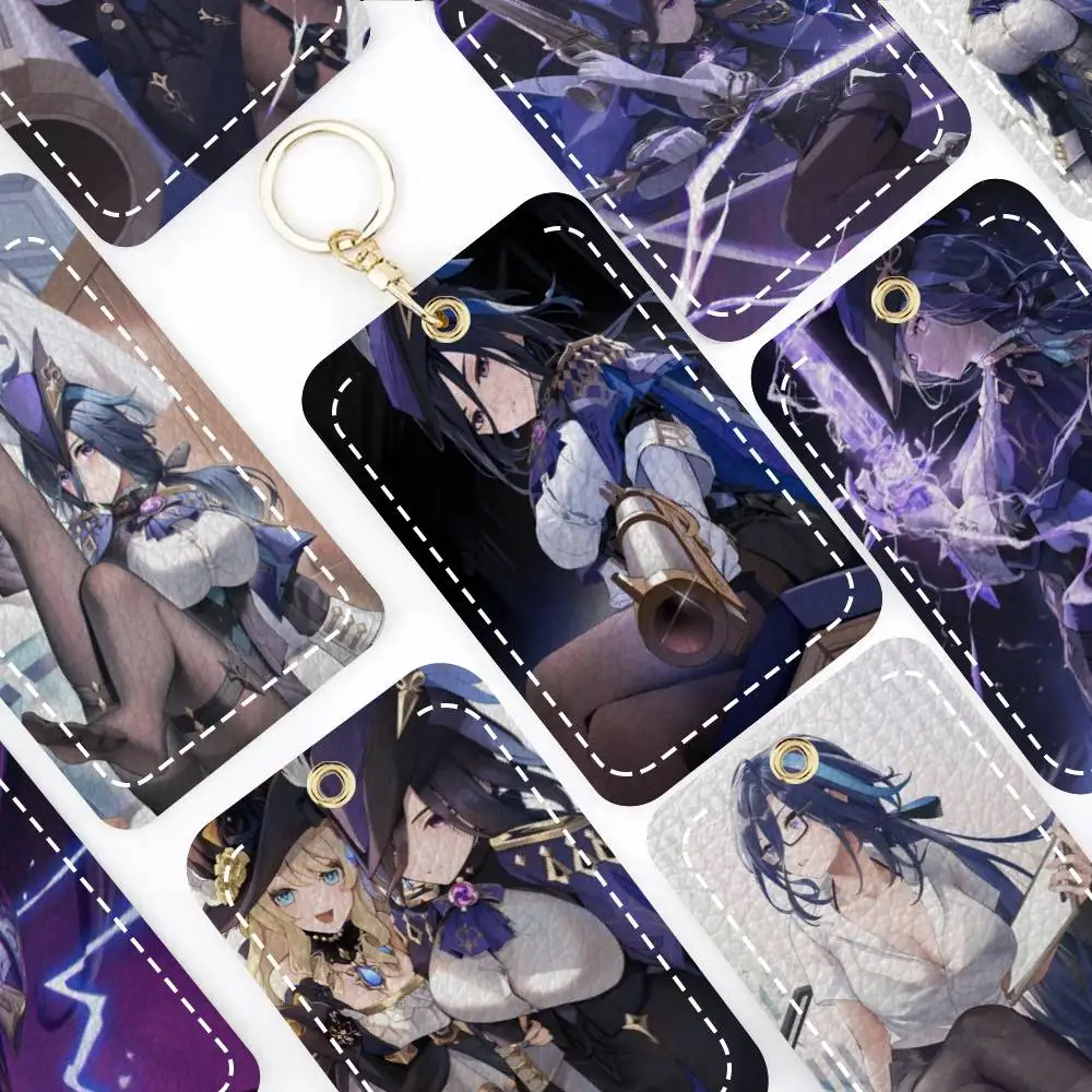 

Держатель для игровых карт Clorinde Genshin Impact, подходит для кредитных карт, проездных билетов, прямоугольный брелок из мягкой кожи, защитный чехол для ключей