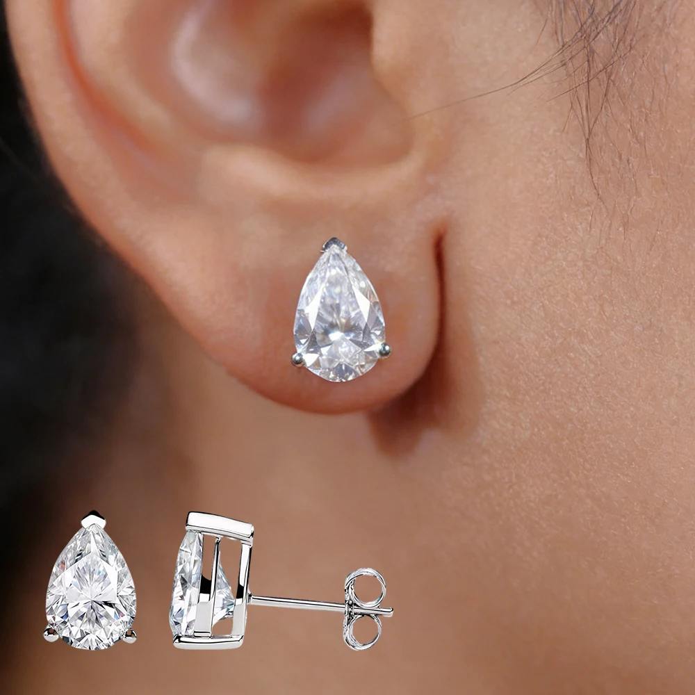 

1CT/2CT Waterdrop Shape Moissanite Stud Earring for Women Pear Cut Lab Diamond S925 Silver Jewelry Birthday with GRA Certified