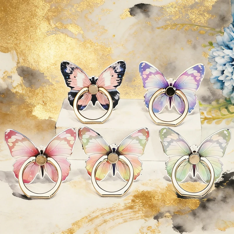 

Универсальное роскошное кольцо-держатель для мобильного телефона в форме бабочки 360° ° Вращающийся держатель-подставка из металла со складной конструкцией и креплением-наклейкой для iPhone и Samsung