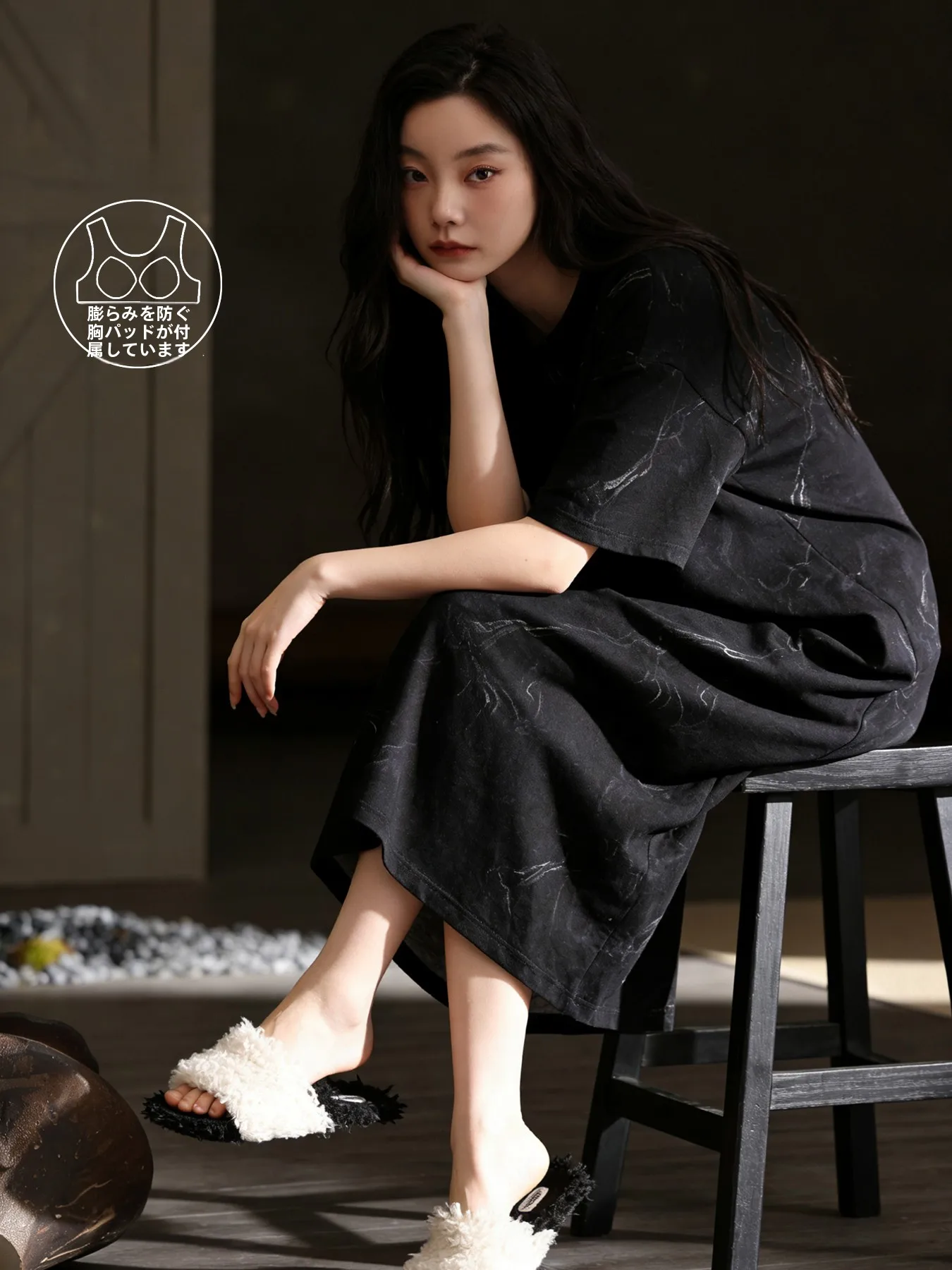 純綿半袖ワンピーススリープドレス快適な女性のホーム服夏の新しいスタイル夢のようなプリントラウンドネックナイトガウン