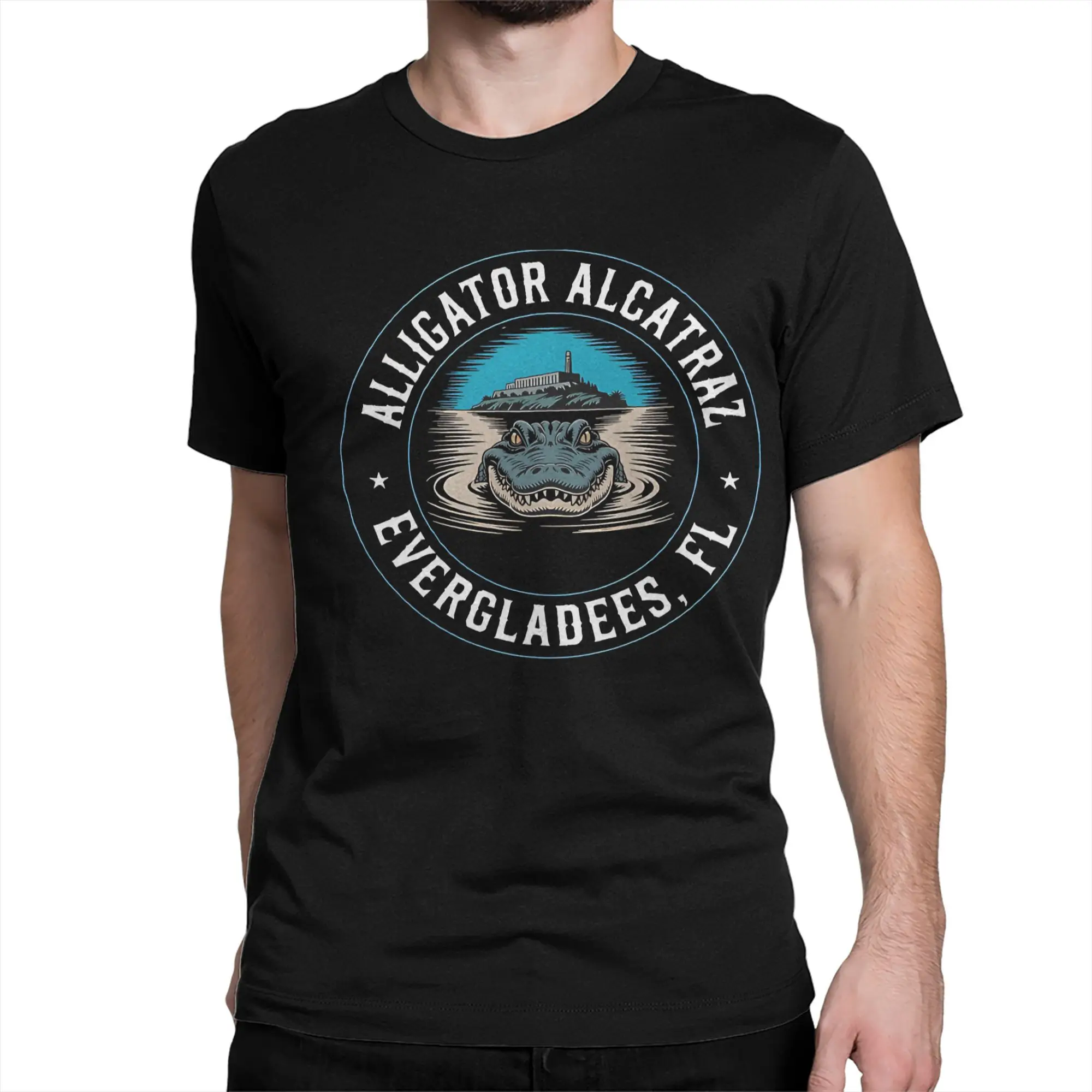 

Повседневные футболки Everglades Aligator Alcatraz Florida Prison, мужские хлопковые летние топы с короткими рукавами и круглым вырезом, топы