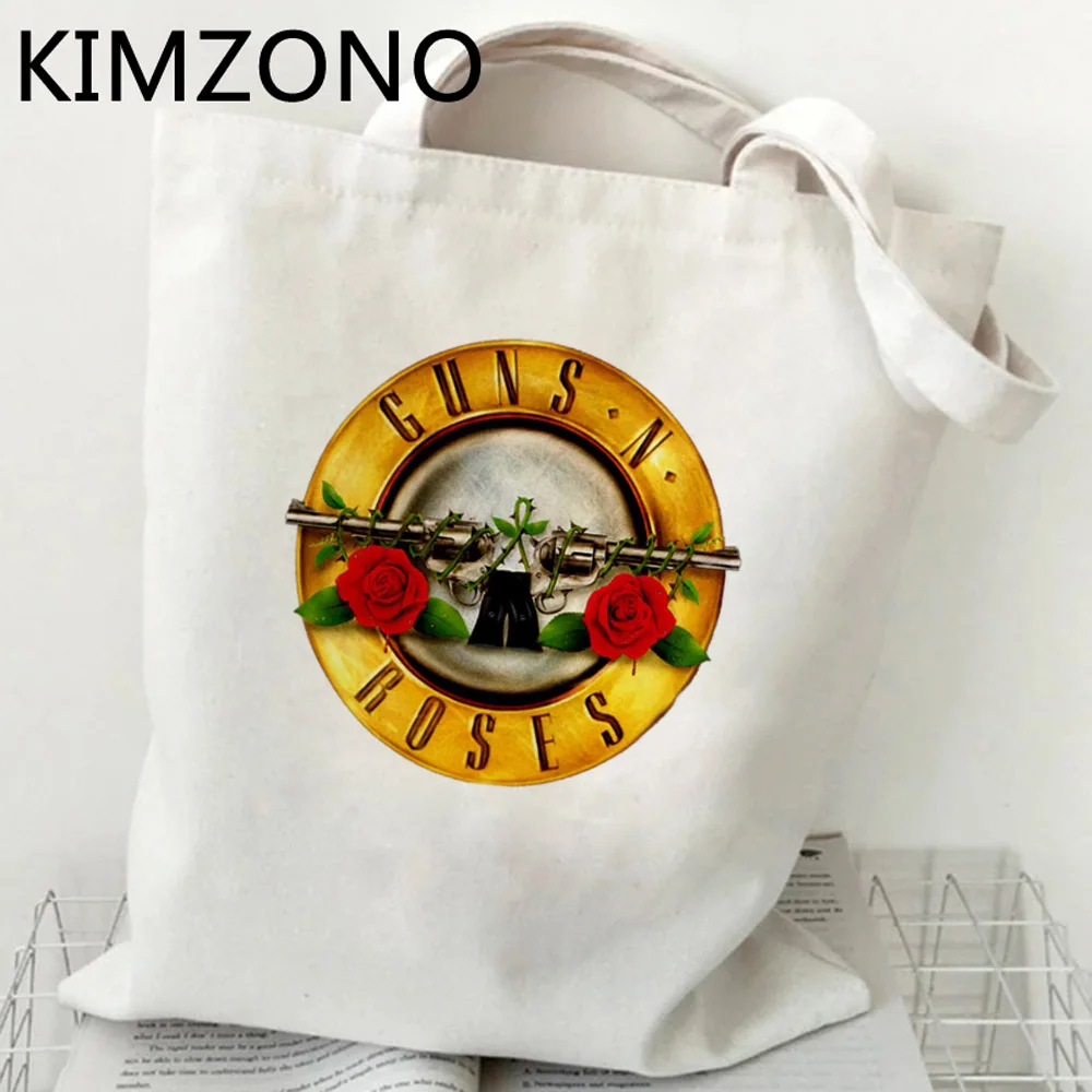 Guns n Roses shopping bag bolsa bolso shopper cotton shopper grocery bag tote foldable cabas