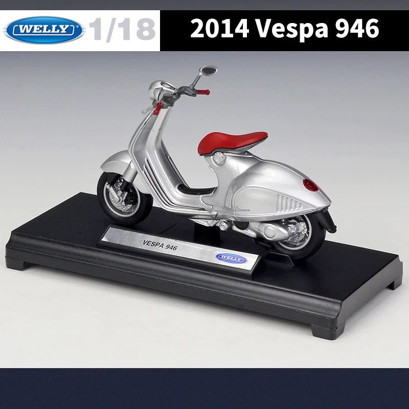 WELLY 1/18 2014 VESPA 946 Motorcycle Model Toy Vehicle Collection Autobike Shork-Absorber Off Road Autocycle Toys Car