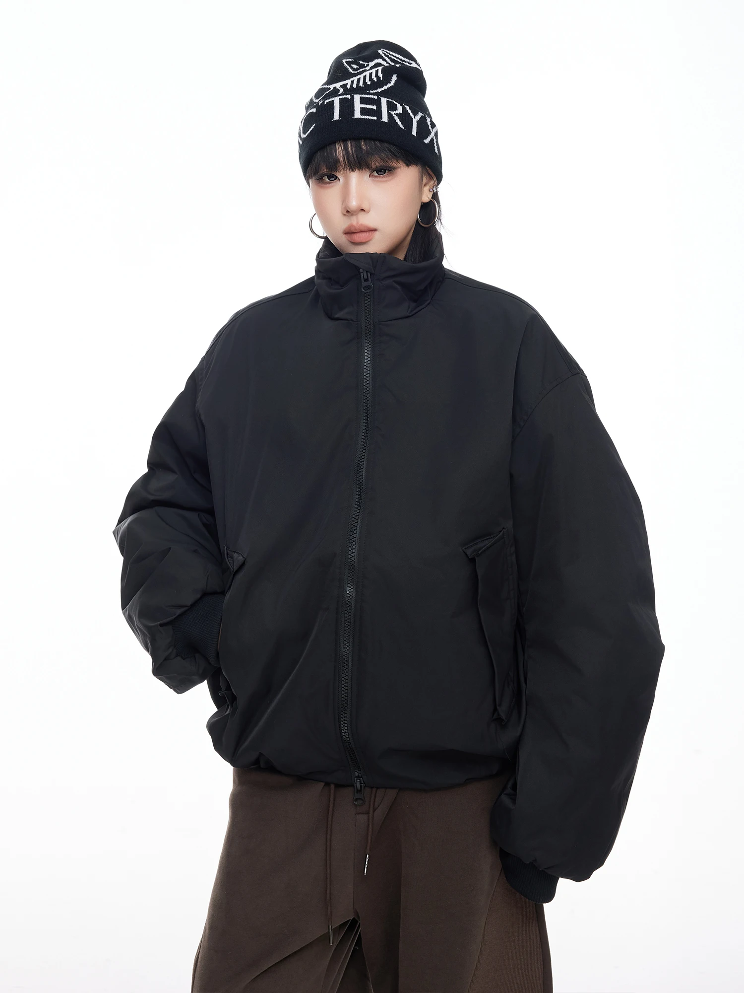 

Теплый хлопковый джем, женское свободное хлопковое пальто с воротником-стойкой, модное уличное пальто из полиэстера с внутренней подкладкой и застежкой-молнией