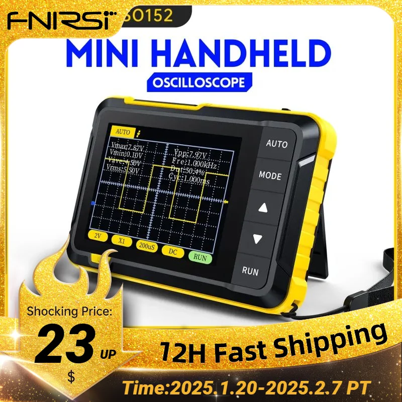 FNIRSI DSO152 Portable Mini Handled Digital Oscilloscope Auto 200KHz Bandwidth 2.5MSa/s Sampling Rate Electronics Repair Tools