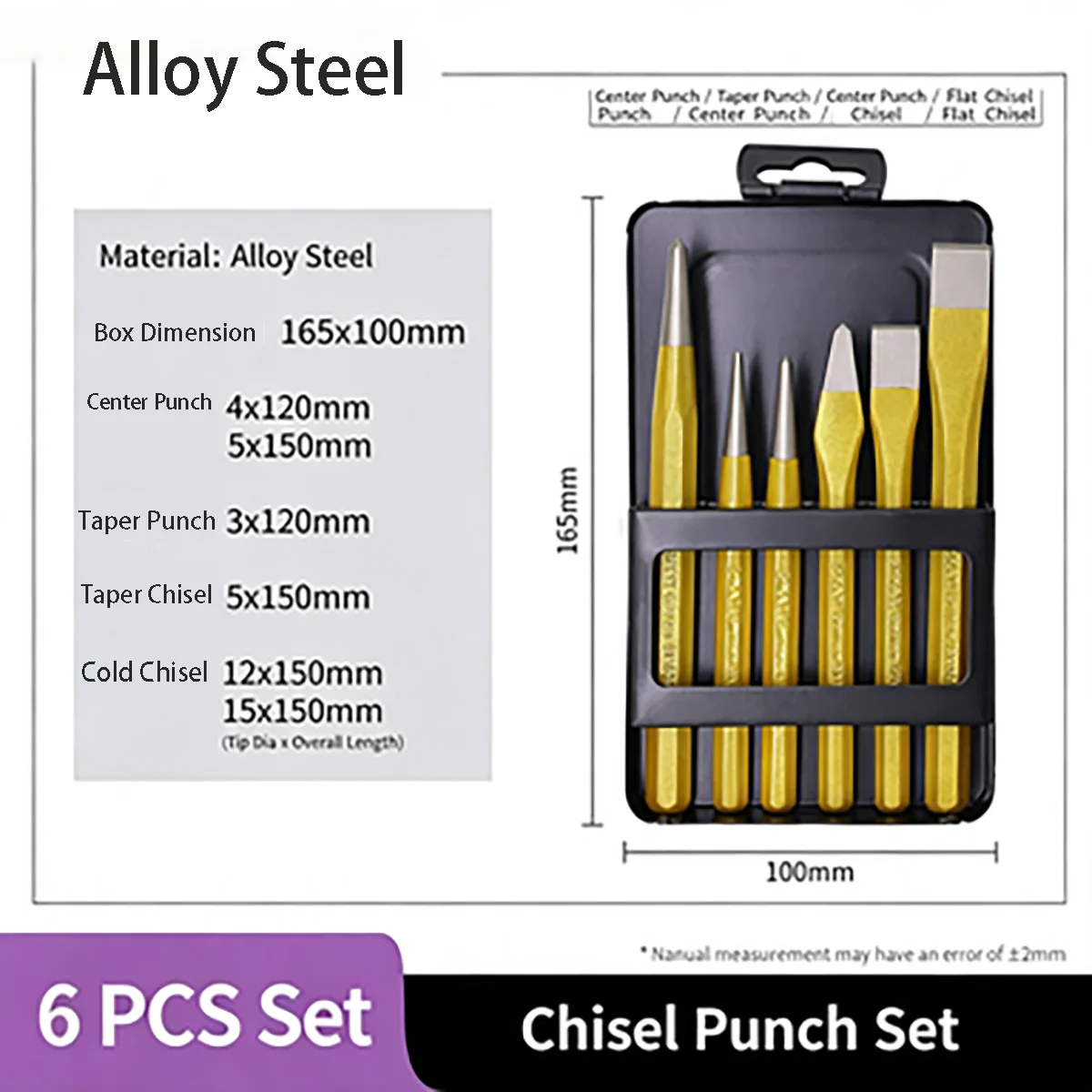 Alloy Steel Center Punch Set 9Pcs, Multi‑Size Punch Tools for Metal Working DIY Mechanical Repair Hand Tool