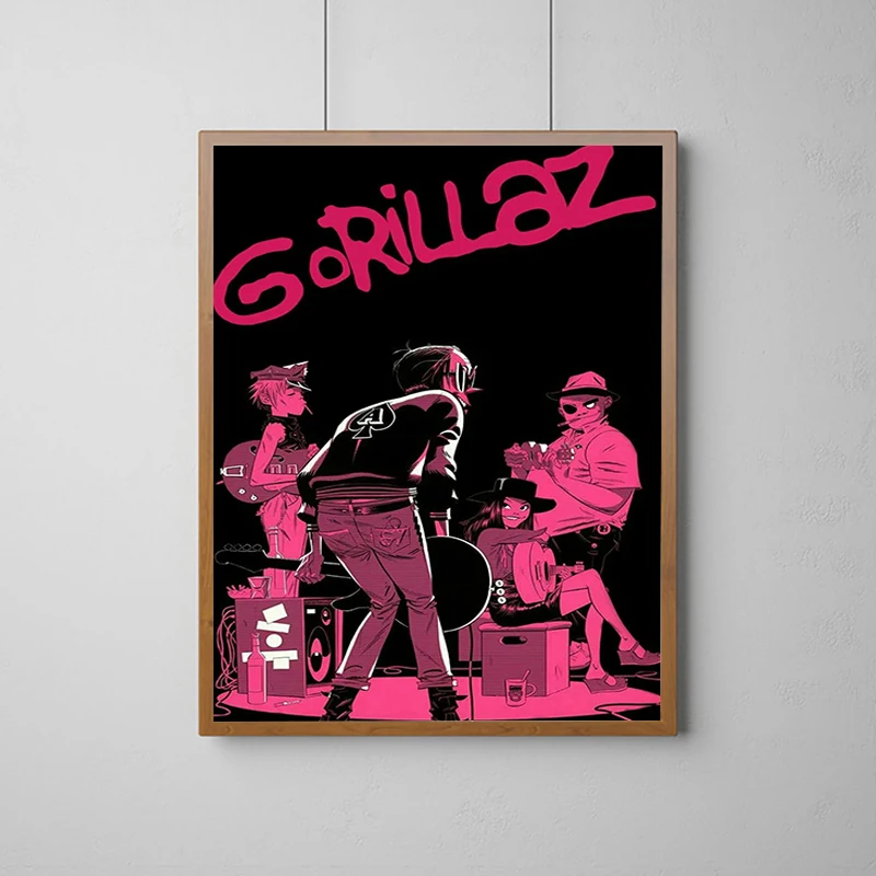 Gorillaz Poster Virtual Band Hip Hop Poster Decorative Pictures for Living Room Decor Home and Decoration Canvas Wall Art Garden