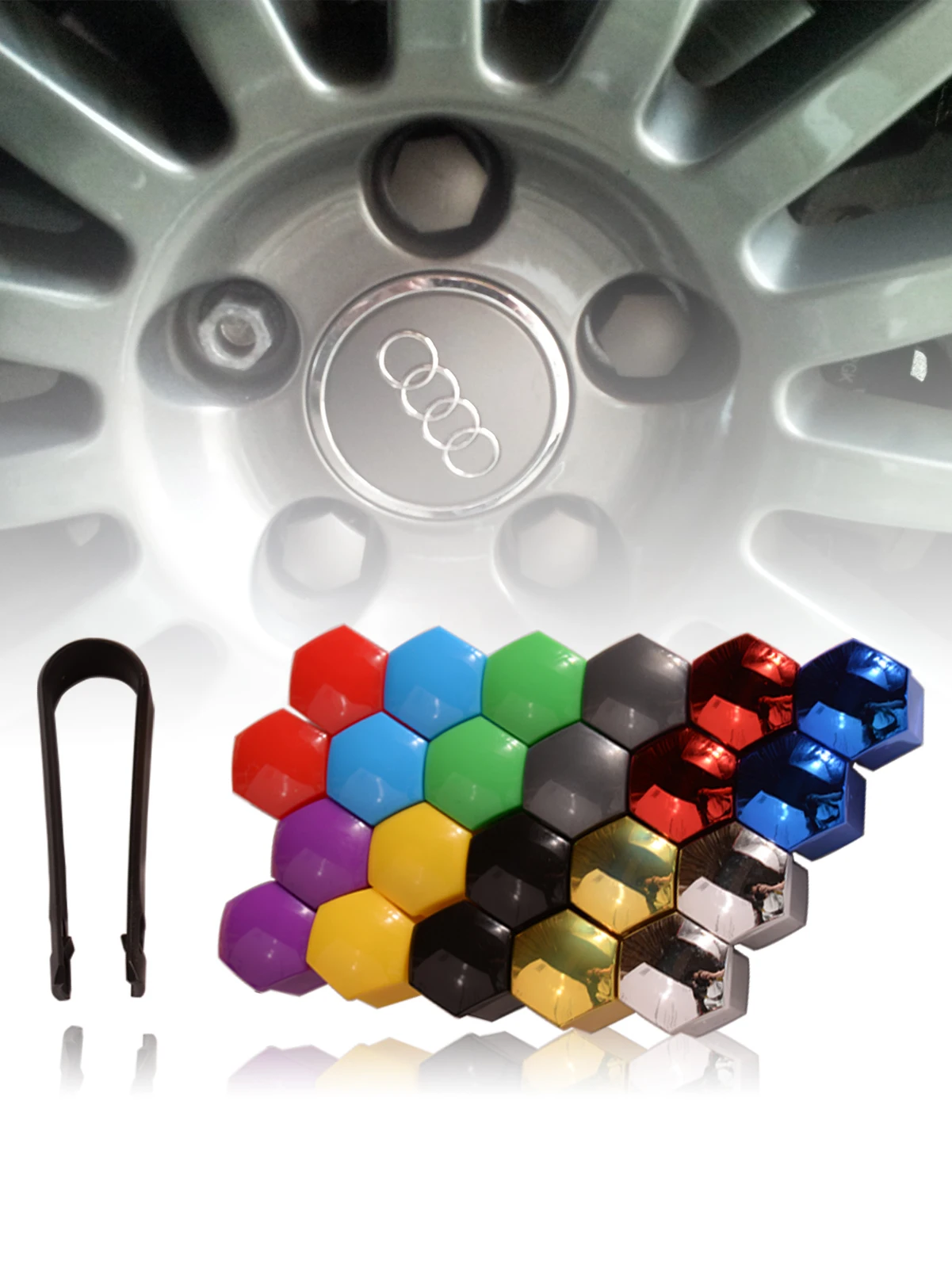 runmade 20 pièces de capuchons de vis de roue de voiture, couvercles hexagonaux de protection antirouille, accessoires de décoration pour vis de moyeu de 17 mm, 19 mm, 21 mm pour la plupart des