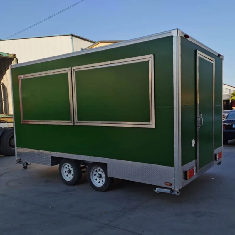 Mobile Street Square Food Truck Fod BBQ Hamburger Hot Dog Food Vending Cart Concession Food Trailer for Sale in China Customized
