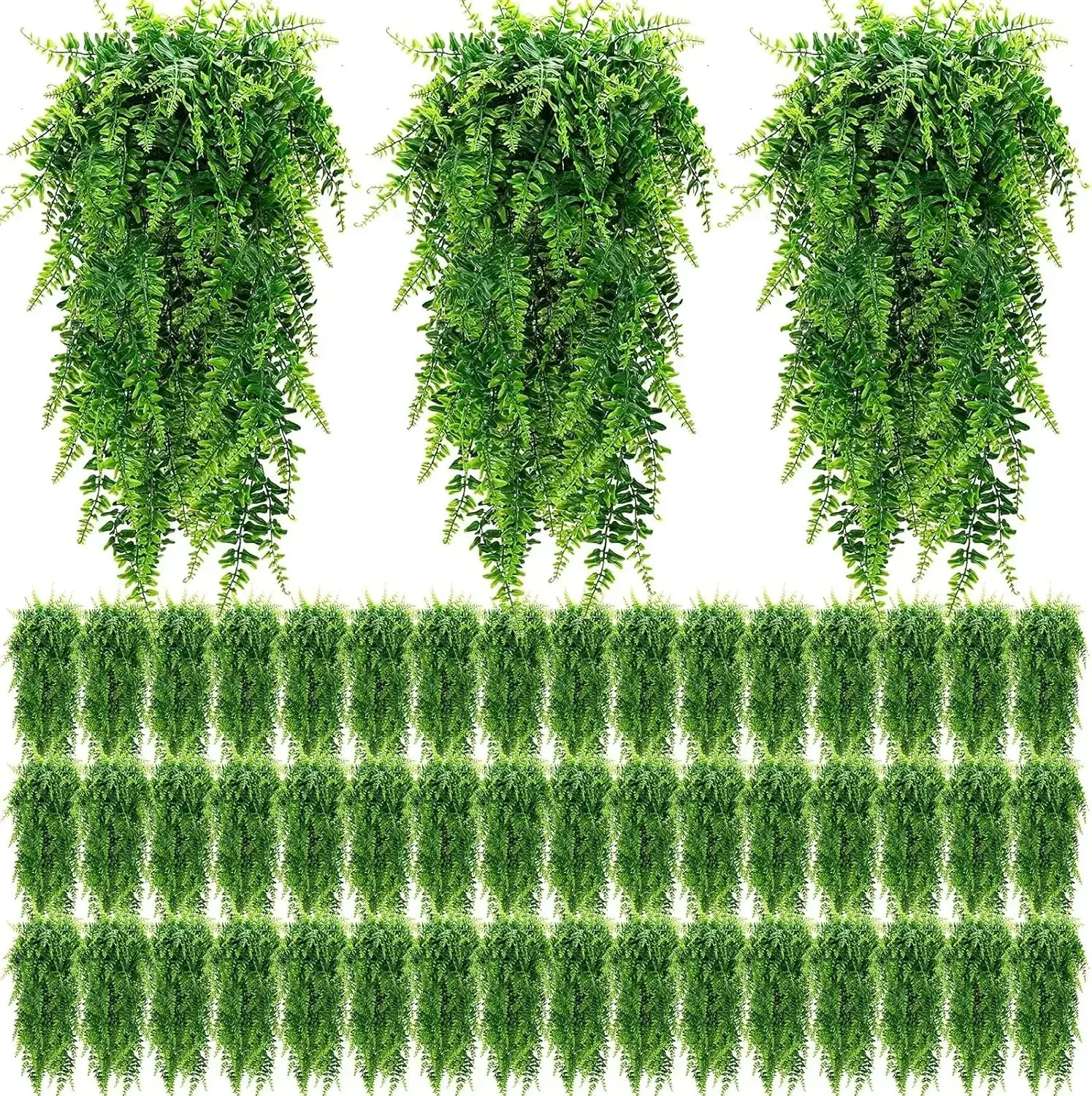 

96 Pcs Artificial Hanging Plants 32 Inch Hanging Boston Ferns Plastic Fake Plants for Wall Room Garden Wedding Garland Indoor