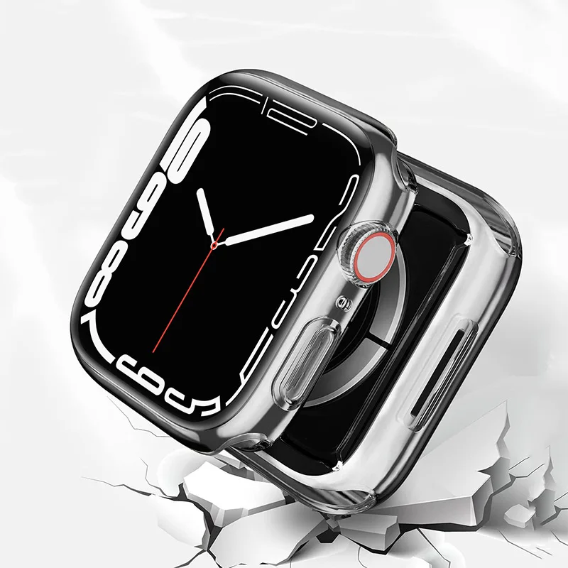 Custodia protettiva 1 pz per Apple Watch Series 7 41mm 45mm Soft TPU Cover Bumper Full Screen Protector iWatch Series 7 accessori