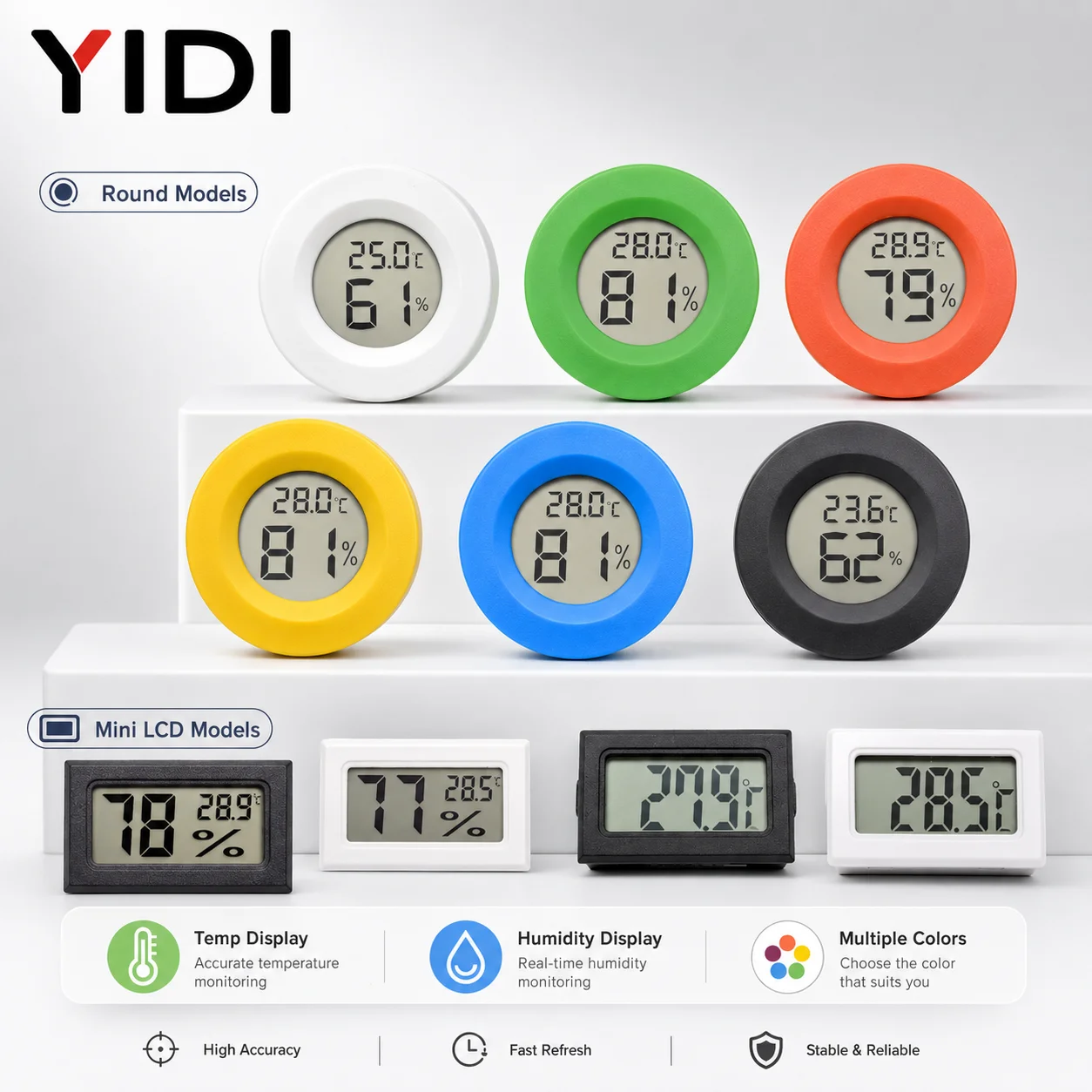 10Pcs/Set Mini Digital LCD Thermometer Hygrometer Temperature Humidity Meter Indoor Outdoor Home Room Sensor Gauge