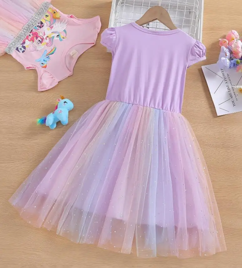 Unicorn Pony Dresses For Girls Clothes Birthday Party Evening Dress Children Flower Vestidos Girls Summer Holiday Dress