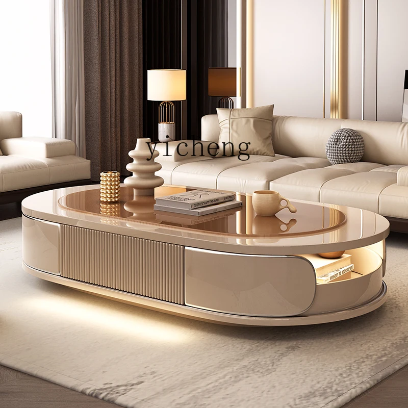 

XL coffee table living room household tea table small apartment tea table simple oval drawer