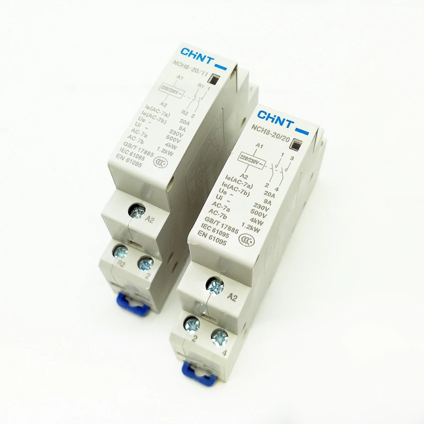 CHINT Modular AC Contactor NCH8-20/20 2 Normally Open NCH8-20/11 1NO 1NC Household Communication Contactor 220V 20A