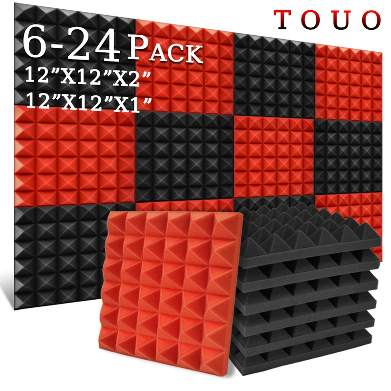 TOUO Acoustic Foam 6/12/24 Pcs Pyramid Sound Absorbing Panel Home Decoration Soundproofing Material Office Acoustic Treatment