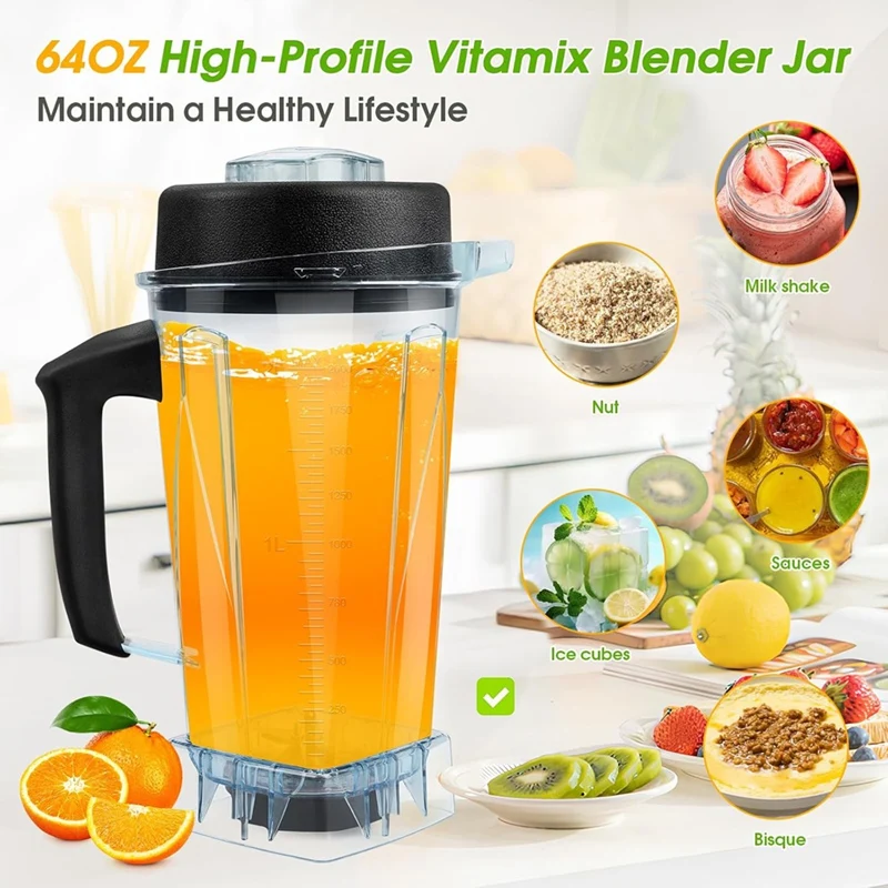 【Must-Haves】Blender Replacement Parts For Vitamix Accessories,Blender Pitcher 64Oz Container Jar Cup For Vitamix 5200 5000 6500