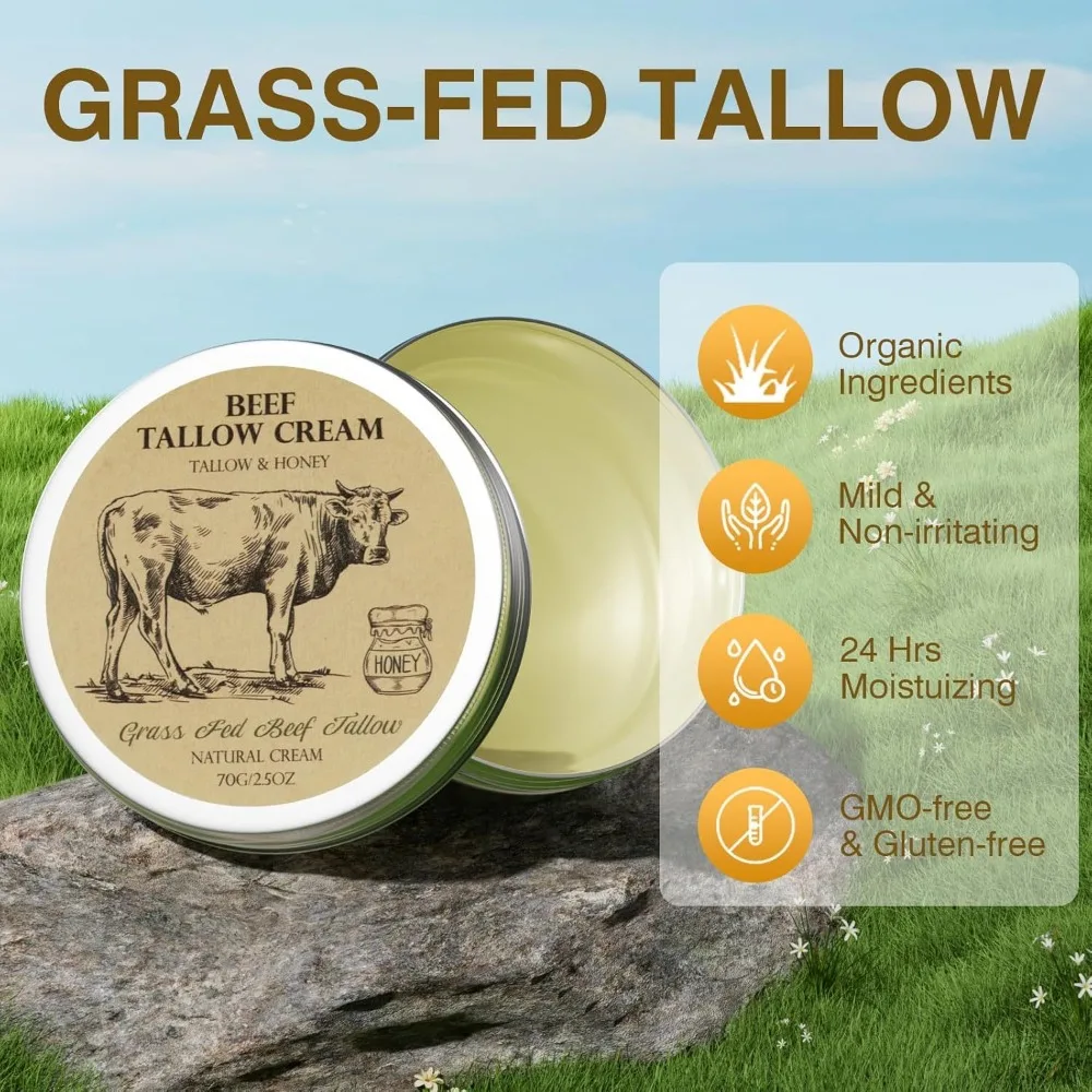 Natural Organic Beef Tallow Balm Whole Body Care Face Care Face Cream Hydrating Raw Honey Moisturizing Cream For All Skin Types