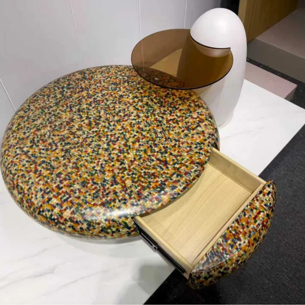 Rainbow coffee table for living room and home, creative round combination design for small apartment tea tables