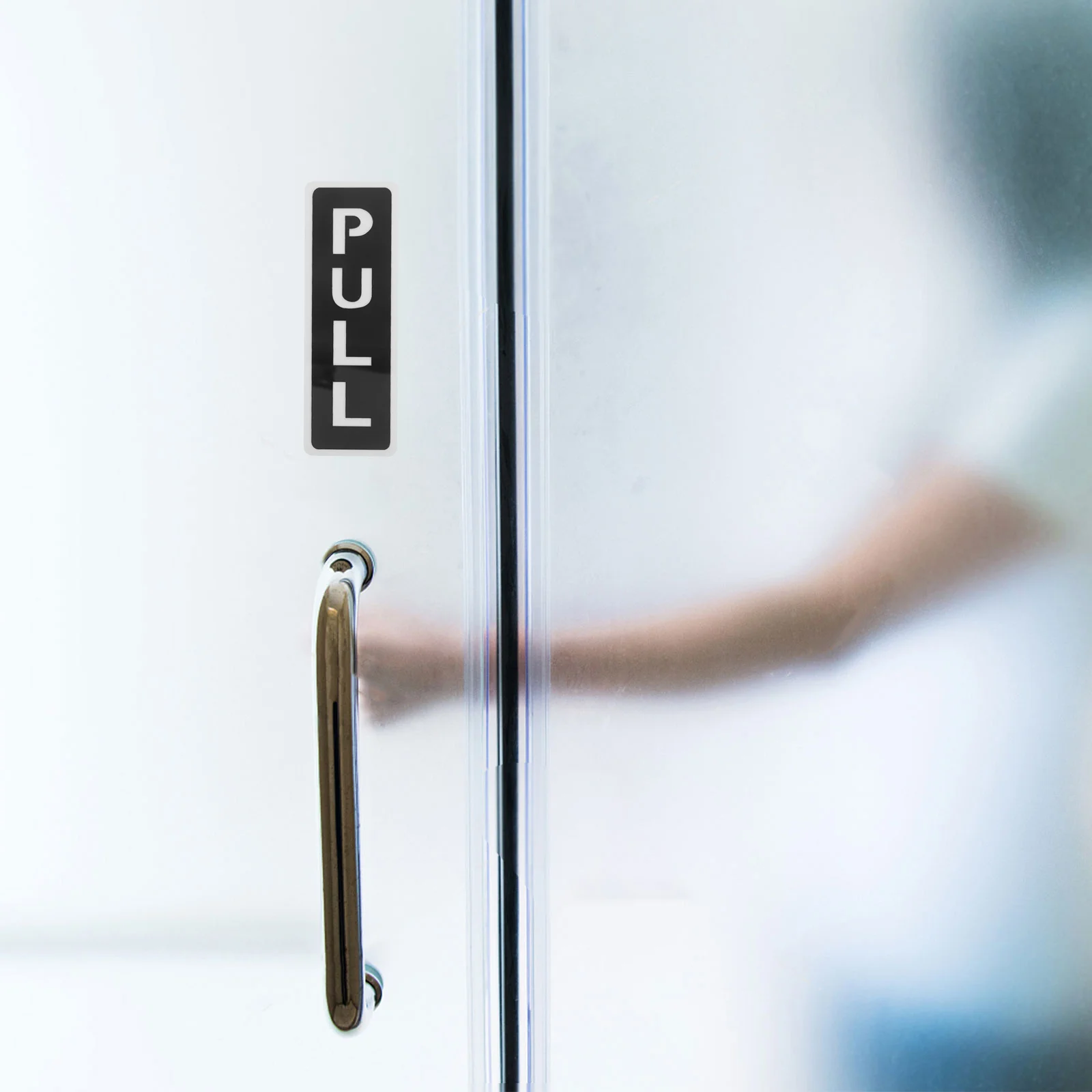 1 مجموعة الاكريليك طبقة مزدوجة دفع سحب علامة الباب مرآة إنهاء أنيق تحديد ملصق لمدخل متجر الباب الزجاجي