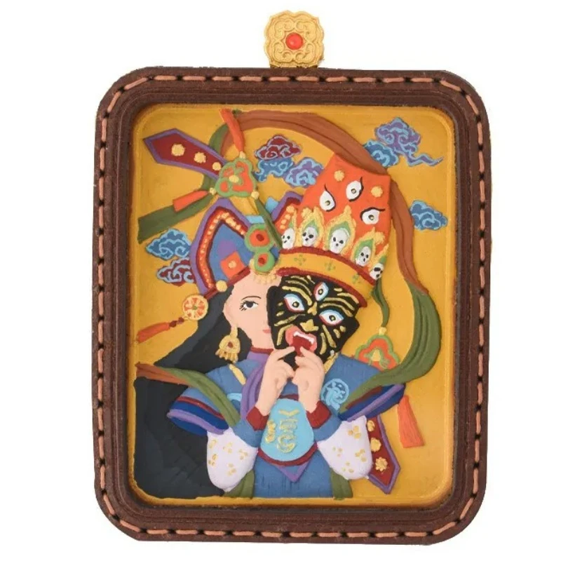 Fashion Hand Drawn Thangka Pendants Tibetan Zhakiram Huang Caiwu Ye Handmade Cultural and Creative Necklace Jewelry