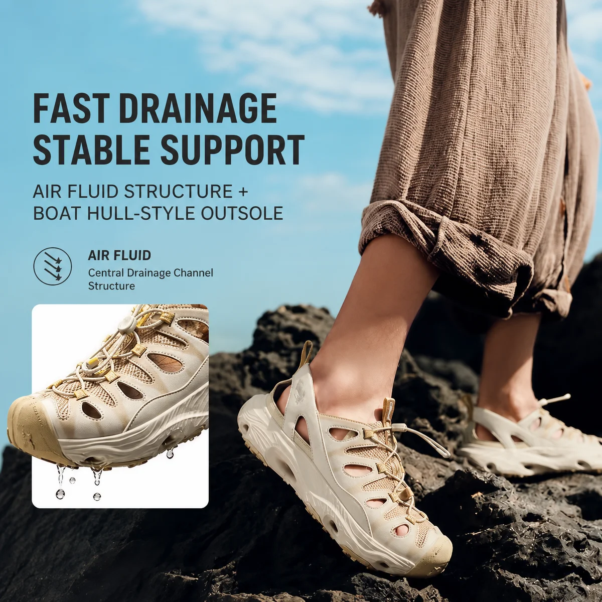 Li-Ning Unisex WUJ STREAM 2 Water Shoes Quick Drying Anti-skid LiNing Hiking River Outdoor Sandals Amphibious Adventure AHLW005