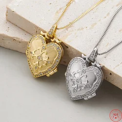 S925 Sterling Silver Charms Pendants for Women Moissanite Cross Lover Heart Picture Box Gold Plated Jewelry Without Chain