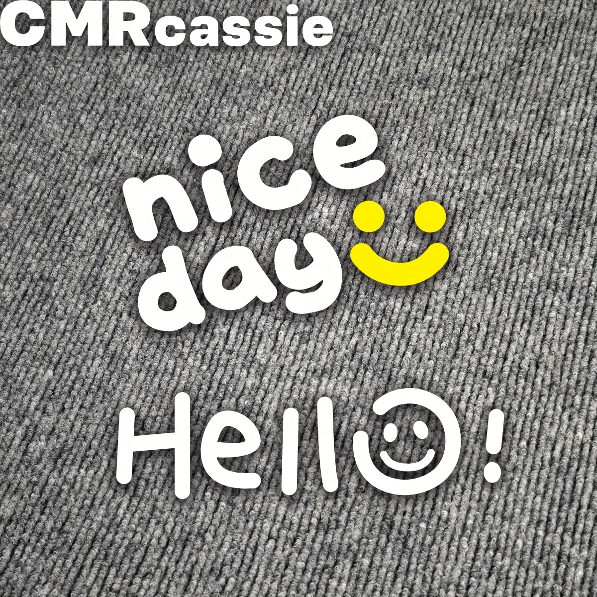 1 SET Niedliche Aufkleber mit den Sprüchen „Nice Day“ und „Hello!“ Wasserfeste Vinyl-Aufkleber – Weiß mit gelben Smiley-Gesichtern für Auto, Laptop & Fensterdekoration
