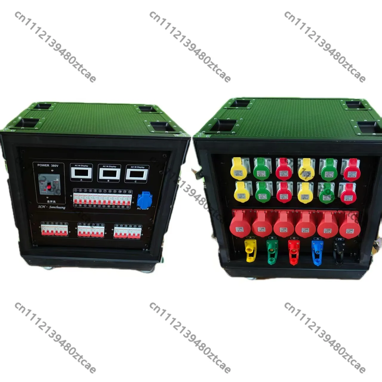 12CH 16A & 6CH 5Pin 32A 200A US Industrial Socket Power Distribution Box For Stage Light LED Screen Project