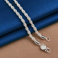 Charm 925 sterling silver Accessories Men 4MM 40-60cm 2PCS Rope Chain Necklace Bracelet Women Fashion Wedding Gift Jewelry