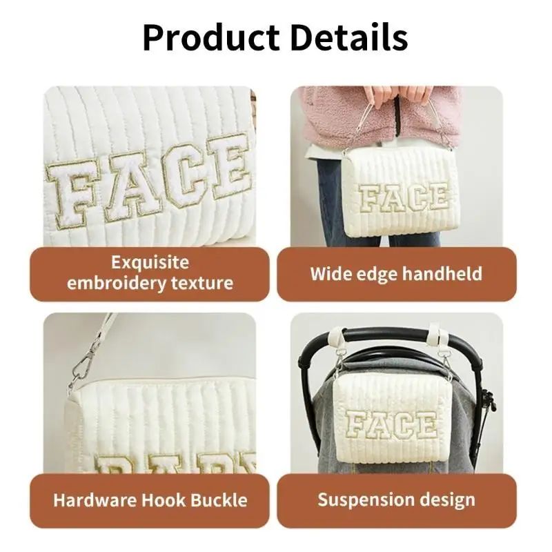 U13F حقيبة حفاضات لينة أمي حقيبة سعة كبيرة مطرزة إلكتروني نمط حقائب السفر حقيبة يد خفيفة الوزن عربة حقيبة للحمل #2