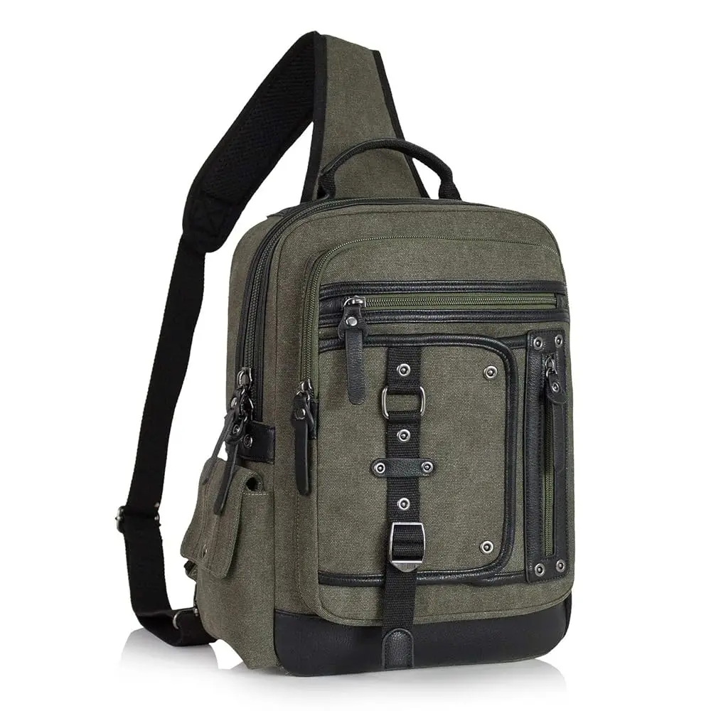 

Messenger Bag for Men Canvas Sling Bag Crossbody Backpack Laptop Shoulder Bag Hiking Daypacks Casual Tactical