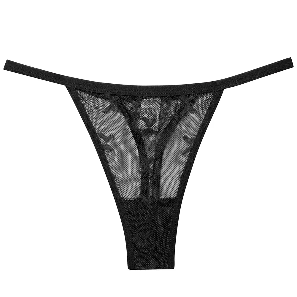 

Women Sexy Sheer Mesh Transparent Thong Briefs Butterfly Embroidery T Back Underpants Seamless Lace Underwear Erotic Lingerie
