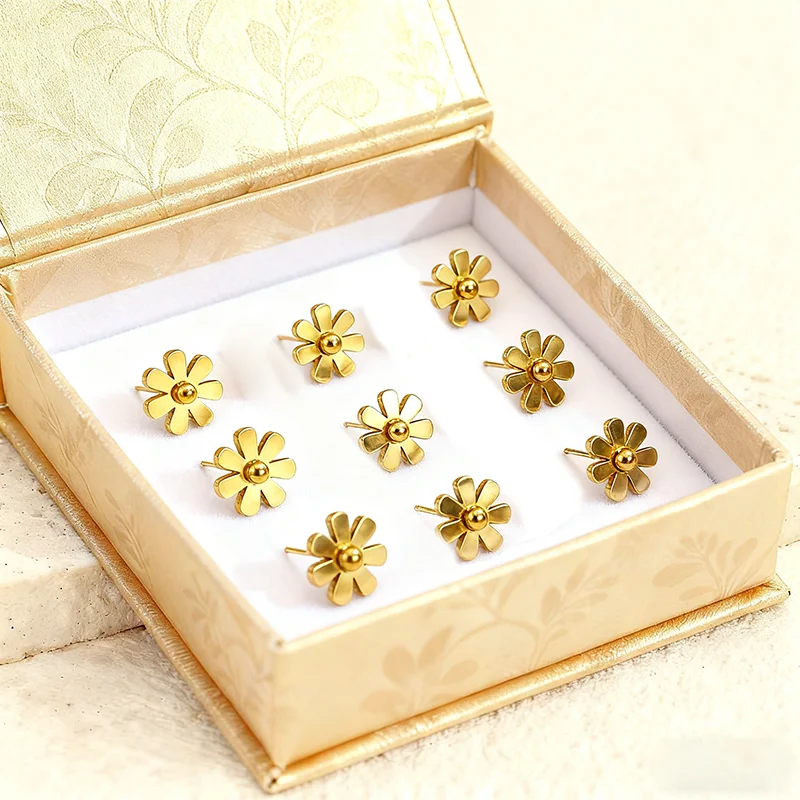 6 Pairs Elegant Stud Earrings in Organizer Box Crystal/Zircon/Matte Finish Earrings Classic Fashion Jewelry for Women Wardrobe