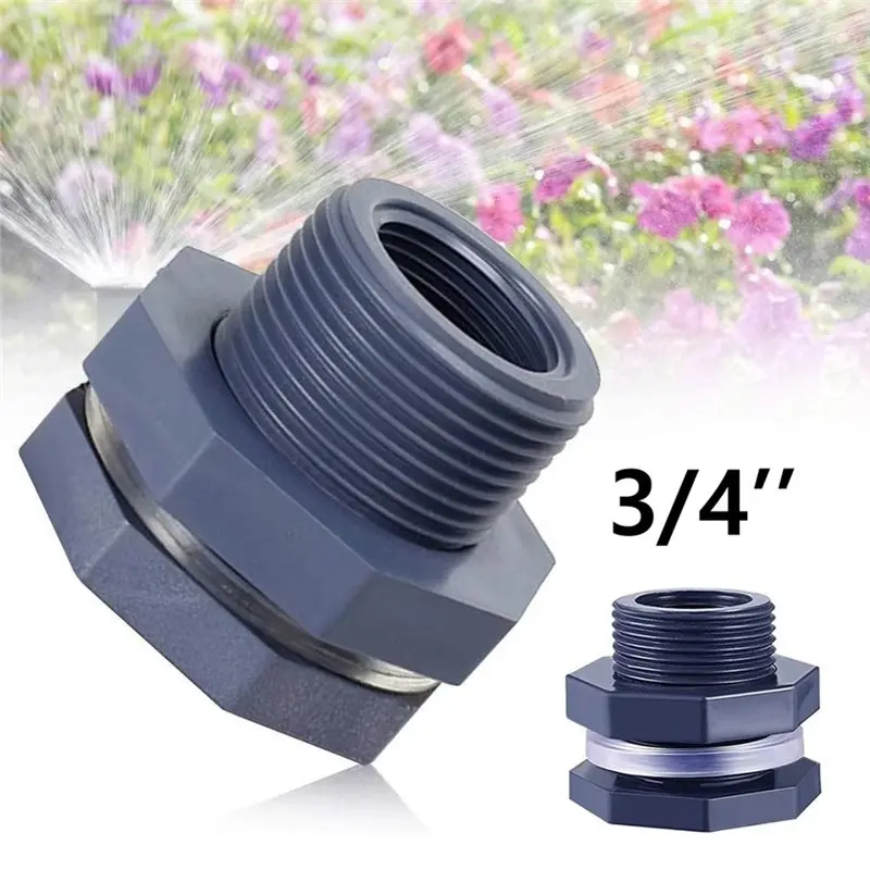 PORK-Garden Spigot Adapter PVC Plastic Rain Hose Home Water Tank Connector Soild Solid Bulkhead Fitting 3/4