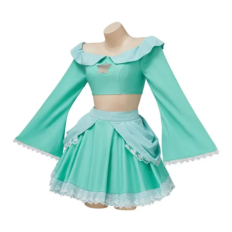 Princess Rosalina Cosplay Costume Dress Light Blue Peach Super Bros Rosalina Costume Lolita Dress Crop Top Skirt Outfit Women