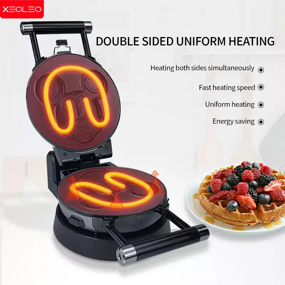 XEOLEO Electric Mouse Shaped Waffle Maker 1000W Cartoon Waffle Maker Machine 220V Household Breakfast Bread Machine