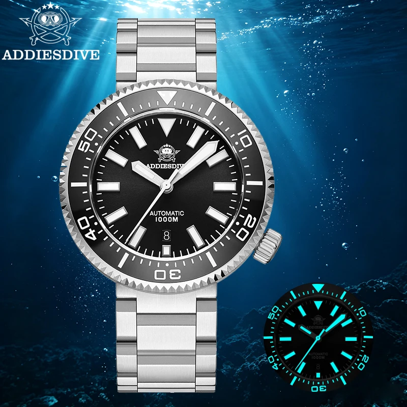 ADDIESDIVE Men's 1000M Dive Watch 8215 Automatic Mechanical Watches Sapphire Glass Calendar BGW9 Luminous AR Coated Wristwatch
