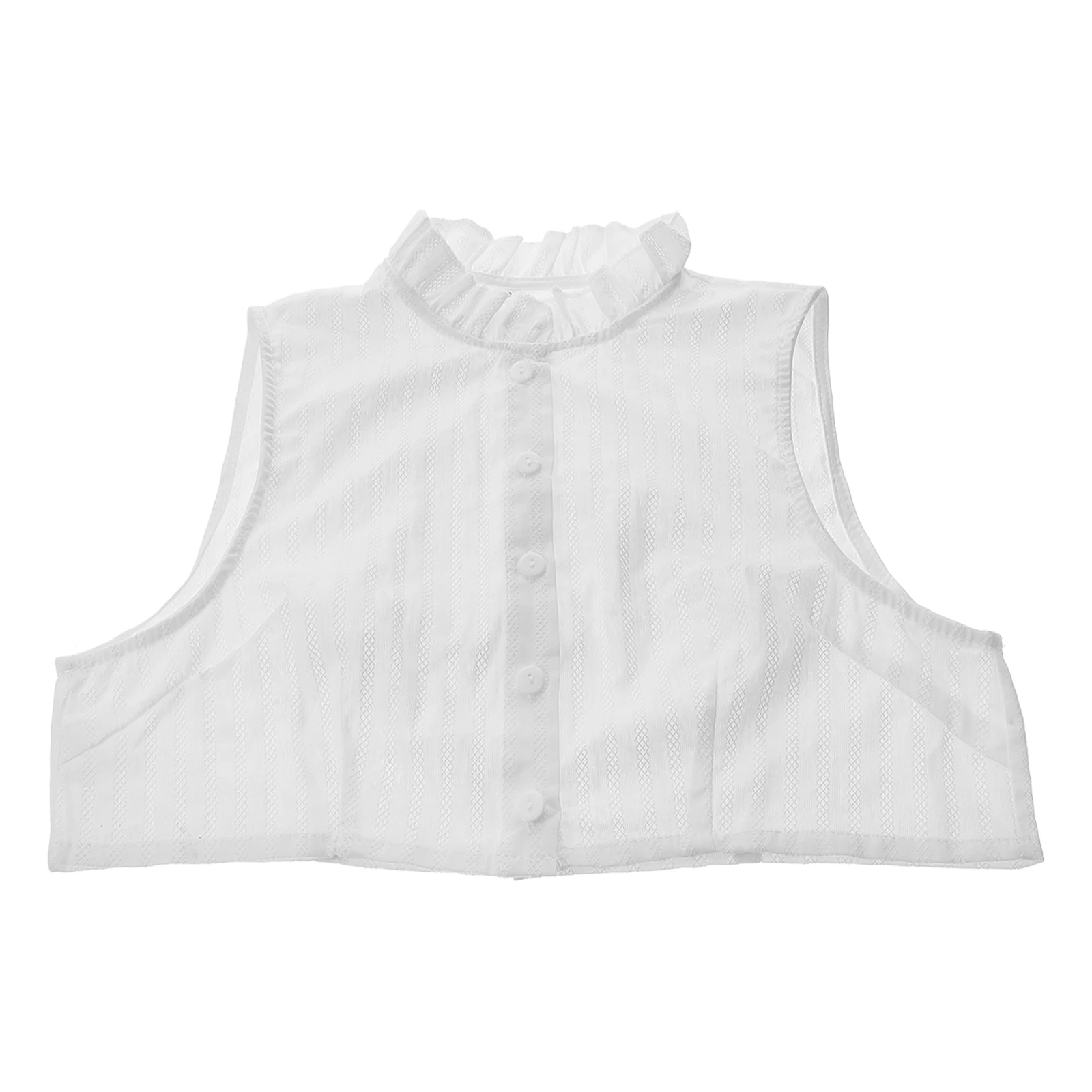 

Ruffle Fake Blouse Detachable Gauze Black False Collar Half Shirt Tshirt White Detachable Collar White Linen Half Shirt collar