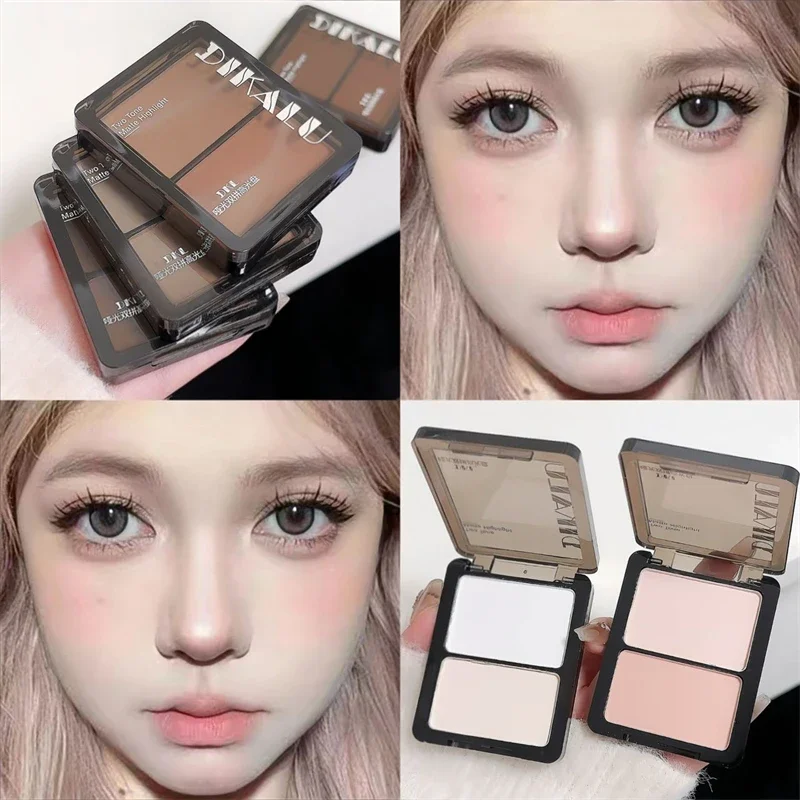 Highlighter Contour Palette 3D Facial Bronzer Cosmetic Face Shading Powder Two-toned Lasting Matte Nose Shadow Makeup Cosmetics