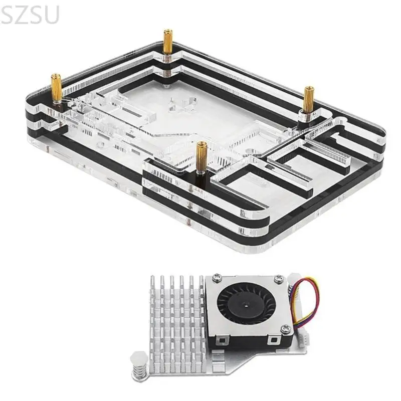 SZSU duurzame acrylbehuizing met efficiënte ventilator voor RPI5 ontwikkelingskoelset