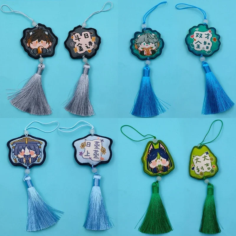 Game Impact Tighnari Alhaitham Scaramouche Tassel Embroidery Pray Fortune Omamori Pendant Good Luck Amulet Kimono Pray Gifts