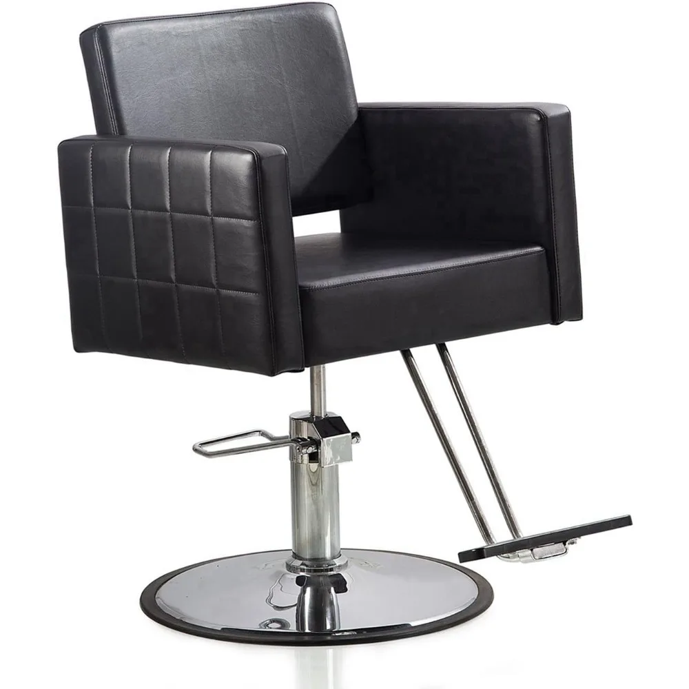 Black Hydraulic Barber Styling Chair Hair Beauty Salon Equipment Round Base