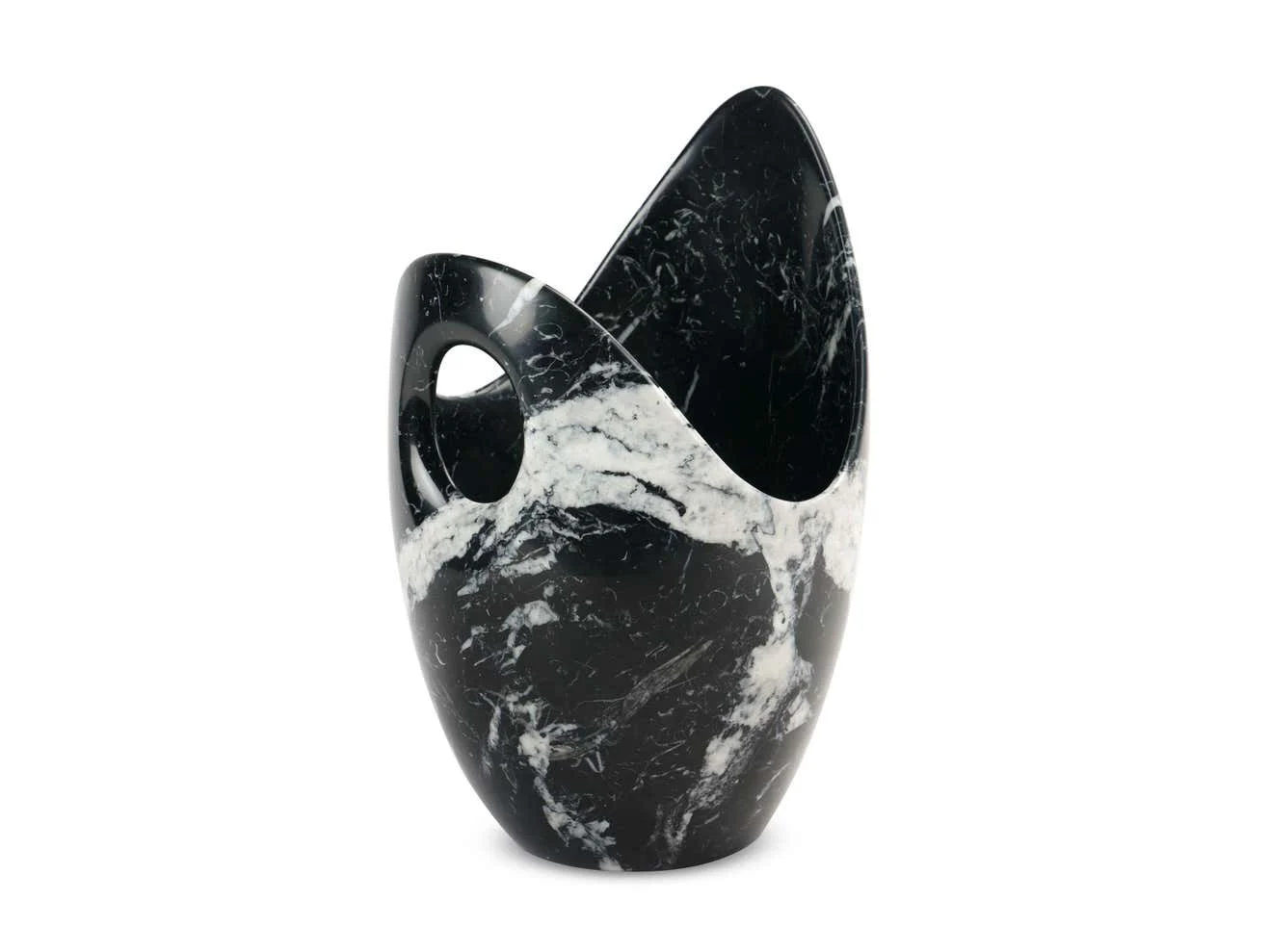Marble Wine Bottle Chiller Ice Bucket Cooler Champagne Bucket Vase Wine Cooler Black Marble Marquinia Sculpture Solid Block